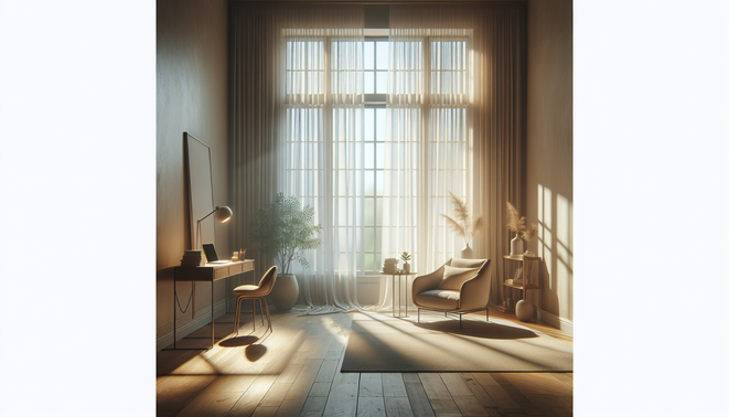 alt_text: A serene living room corner bathed in soft afternoon light, featuring minimal decor.
