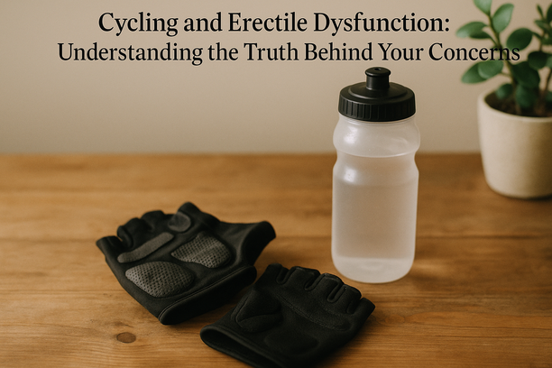 alt_text: Cycling gloves and a water bottle on a wooden table with a small plant nearby.